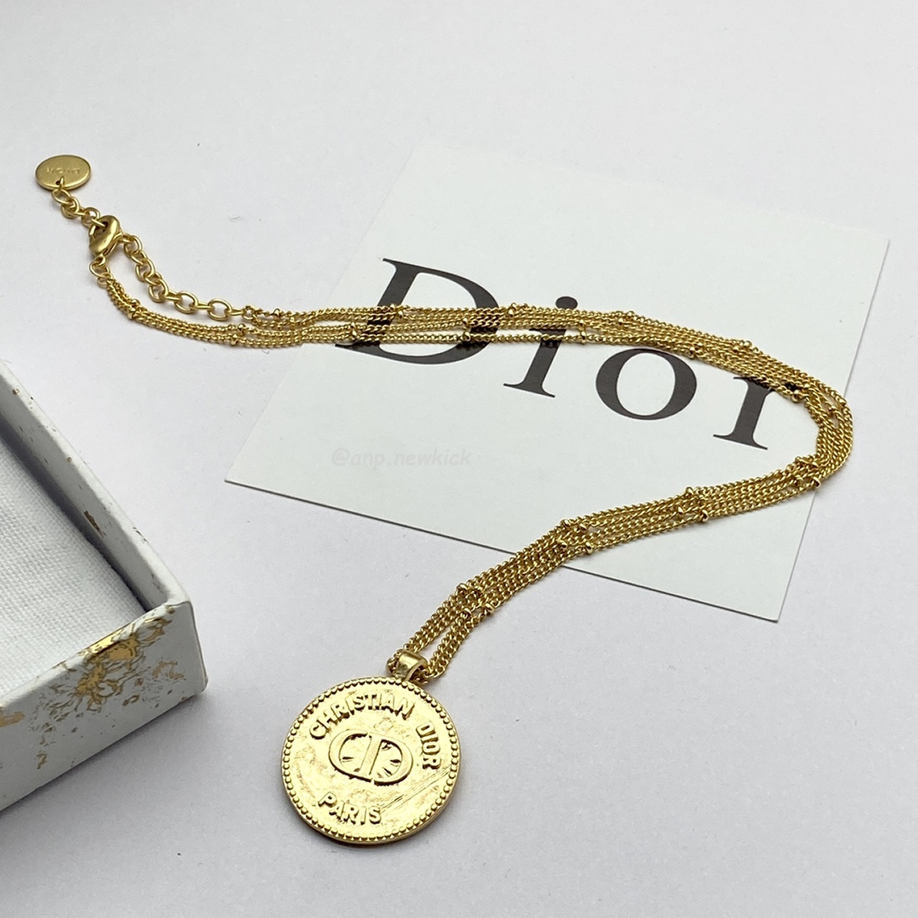 Dior Logo Charm Gold Necklace (4) - www.newkick.vip